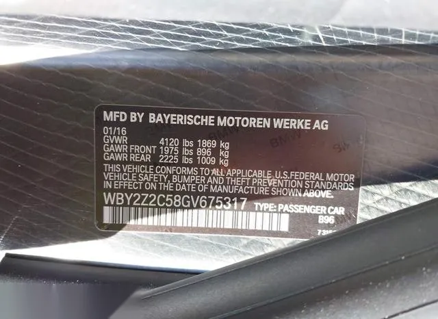 WBY2Z2C58GV675317 2016 2016 BMW I8 9