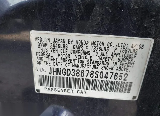 JHMGD38678S047652 2008 2008 Honda Fit- Sport 9