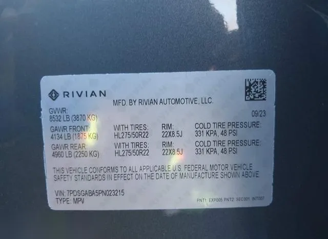 7PDSGABA5PN023215 2023 2023 Rivian R1S- Adventure 9