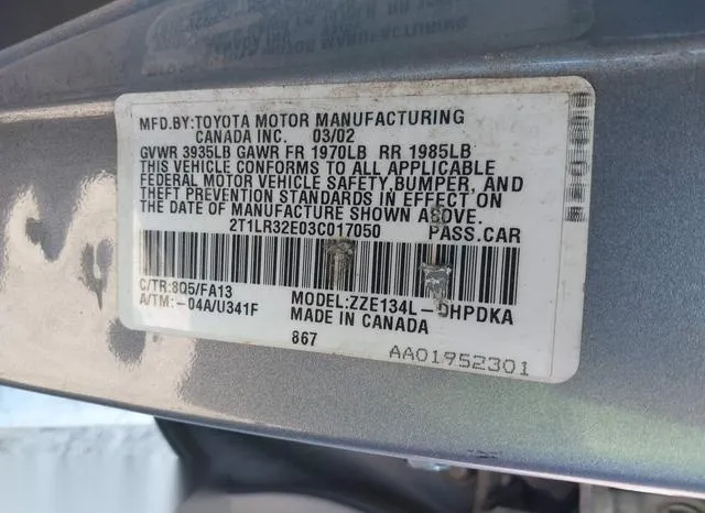 2T1LR32E03C017050 2003 2003 Toyota Matrix- Std 9