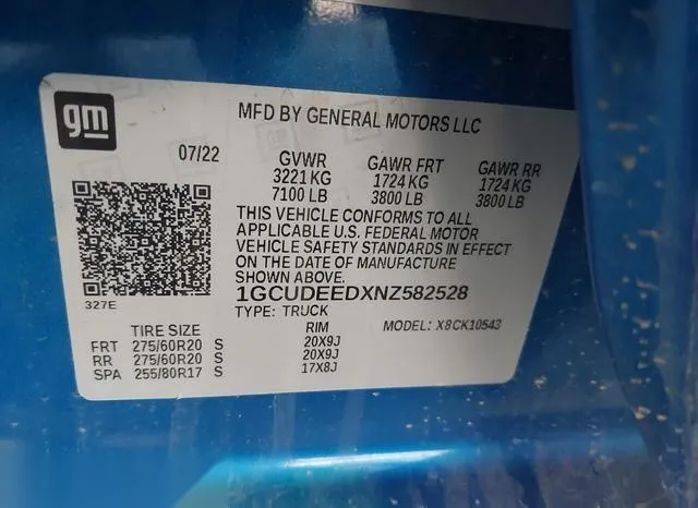 1GCUDEEDXNZ582528 2022 2022 Chevrolet Silverado 1500- 4Wd  S 9