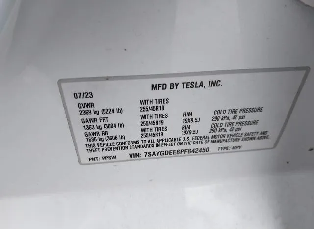 7SAYGDEE8PF842450 2023 2023 Tesla Model Y- Awd/Long Range D 9