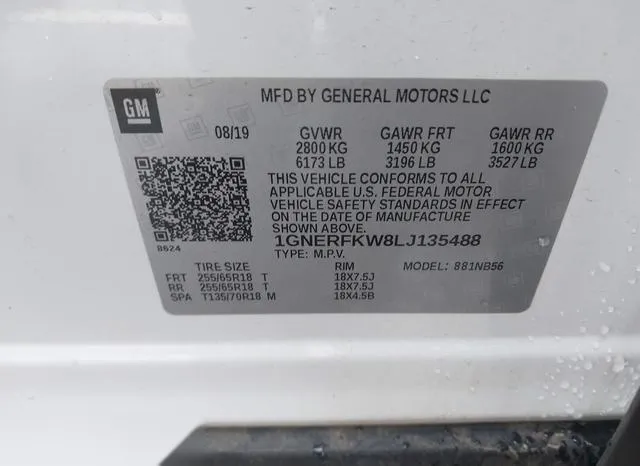 1GNERFKW8LJ135488 2020 2020 Chevrolet Traverse- Fwd Ls 9