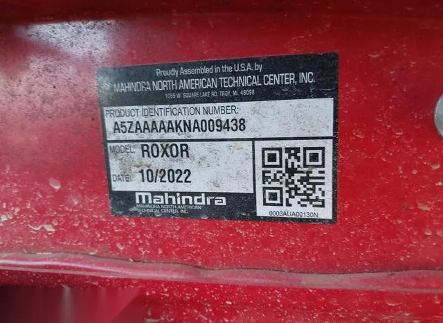 A5ZAAAAAKNA009438 2022 2022 Mahindra Other 9