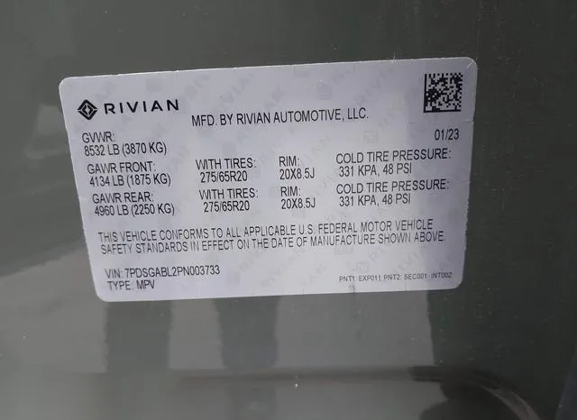 7PDSGABL2PN003733 2023 2023 Rivian R1S- Launch Edition 9