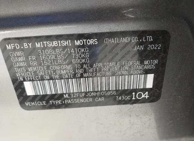 ML32FUFJ0NHF05856 2022 2022 Mitsubishi Mirage- G4 Black Edi 9