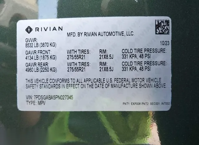 7PDSGABA5PN027345 2023 2023 Rivian R1S- Adventure 9