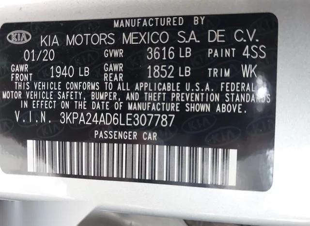 3KPA24AD6LE307787 2020 2020 KIA Rio- S 9