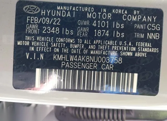 KMHLW4AK8NU003758 2022 2022 Hyundai Elantra N 9