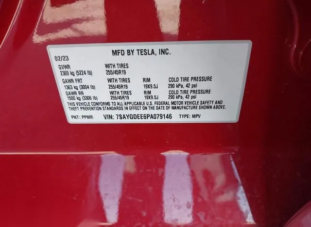 7SAYGDEE6PA079146 2023 2023 Tesla Model Y- Awd/Long Range Du 9