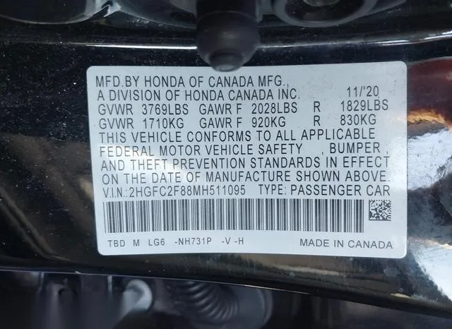 2HGFC2F88MH511095 2021 2021 Honda Civic- Sport 9