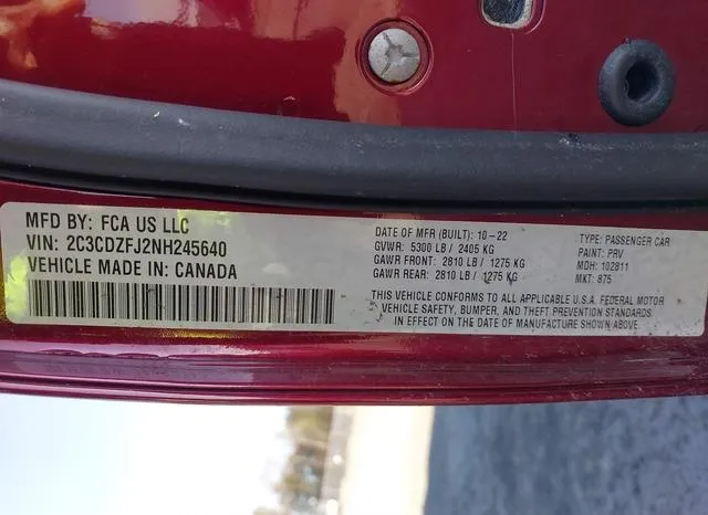 2C3CDZFJ2NH245640 2022 2022 Dodge Challenger- R/T Scat Pack 9