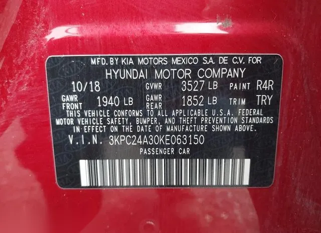 3KPC24A30KE063150 2019 2019 Hyundai Accent- SE 9