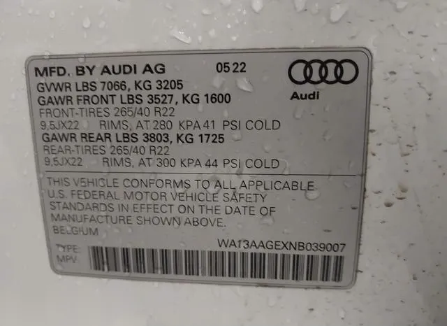 WA13AAGEXNB039007 2022 2022 Audi E-Tron- Sportback Prestige  9