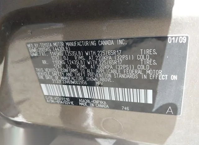 2T3ZF33V69W002956 2009 2009 Toyota RAV4 9