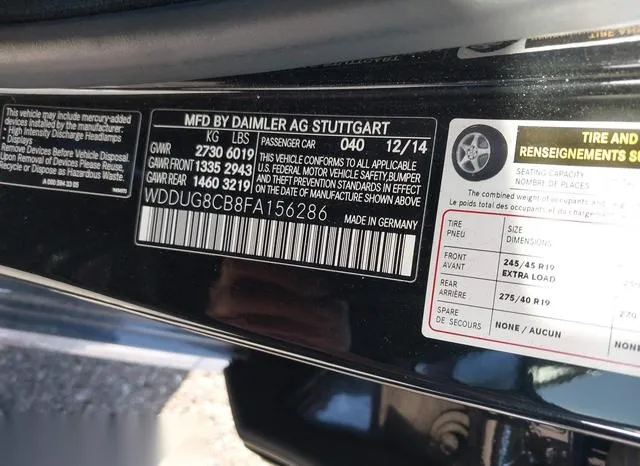 WDDUG8CB8FA156286 2015 2015 Mercedes-Benz S 550 9