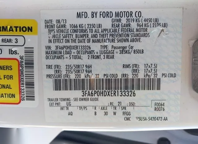 3FA6P0HDXER133326 2014 2014 Ford Fusion- SE 9