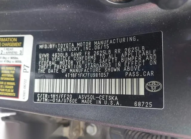 4T1BF1FK7FU981057 2015 2015 Toyota Camry- SE 9