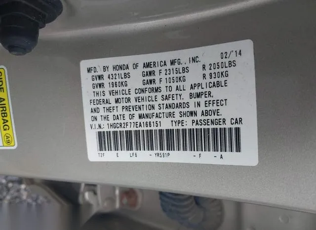 1HGCR2F77EA166151 2014 2014 Honda Accord- EX 9