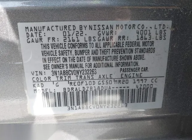 3N1AB8CV0NY232263 2022 2022 Nissan Sentra- Sv Xtronic Cvt 9