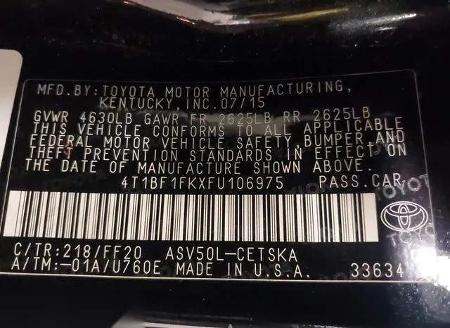 4T1BF1FKXFU106975 2015 2015 Toyota Camry- SE 9