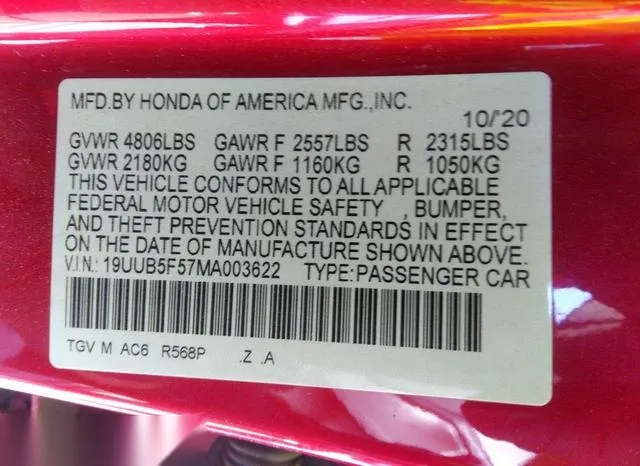 19UUB5F57MA003622 2021 2021 Acura TLX- A-Spec Package 9