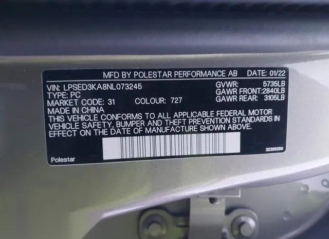 LPSED3KA8NL073245 2022 2022 Polestar 2- Long Range Dual Motor 9