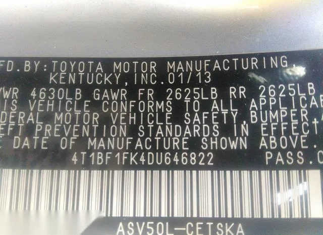 4T1BF1FK4DU646822 2013 2013 Toyota Camry- SE 9