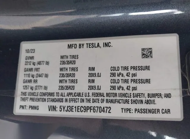 5YJ3E1EC9PF670472 2023 2023 Tesla Model 3- Performance Dual  9