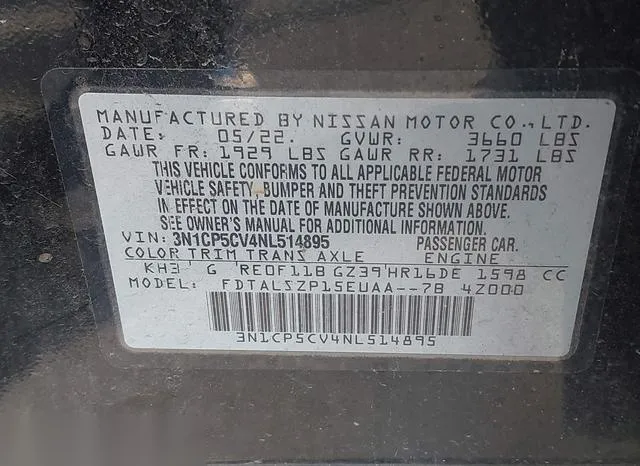 3N1CP5CV4NL514895 2022 2022 Nissan Kicks- Sv Xtronic Cvt 9