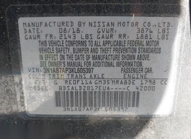 3N1AB7AP3KL605397 2019 2019 Nissan Sentra- SV 9