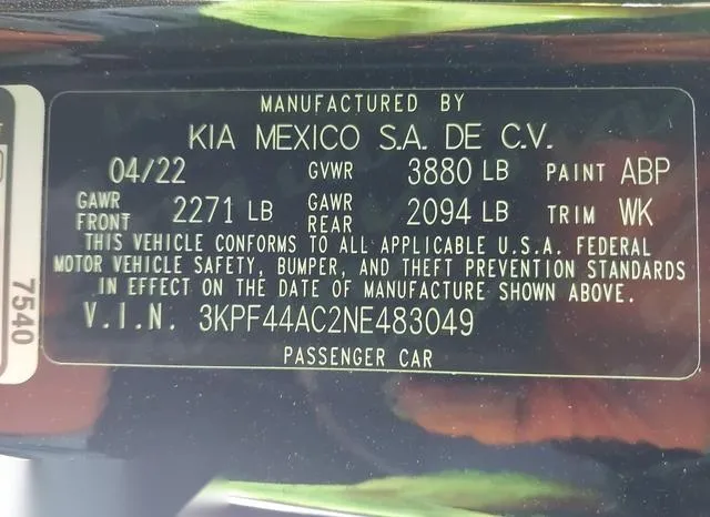 3KPF44AC2NE483049 2022 2022 KIA Forte- Gt Manual 9