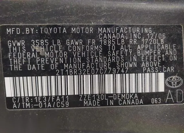 2T1BR32E07C779747 2007 2007 Toyota Corolla- CE 9