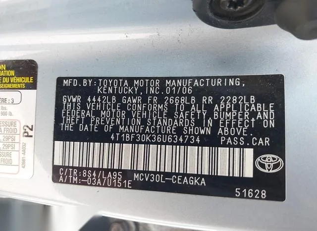 4T1BF30K36U634734 2006 2006 Toyota Camry- Xle V6 9