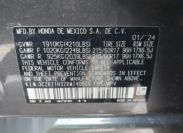 3CZRZ1H32RM740509 2024 2024 Honda HR-V- 2Wd Lx 9