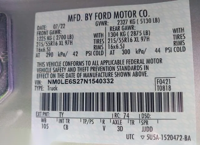 NM0LE6S27N1540332 2022 2022 Ford Transit- Connect XL 9