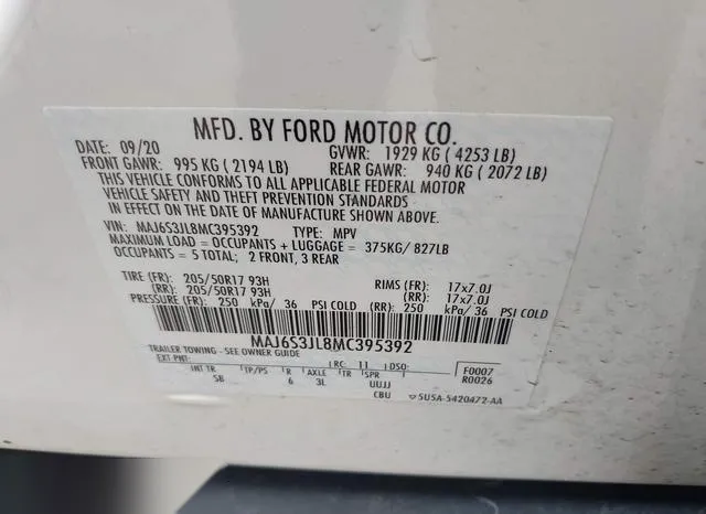 MAJ6S3JL8MC395392 2021 2021 Ford Ecosport- Ses 9