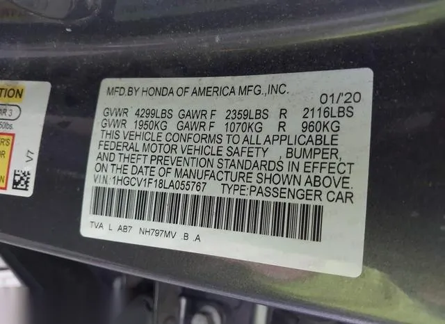 1HGCV1F18LA055767 2020 2020 Honda Accord- LX 9