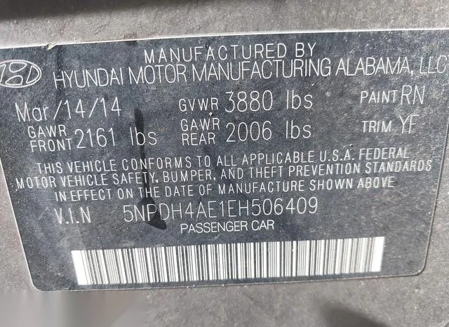 5NPDH4AE1EH506409 2014 2014 Hyundai Elantra- SE 9