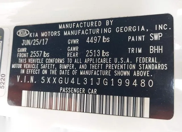 5XXGU4L31JG199480 2018 2018 KIA Optima- EX 9