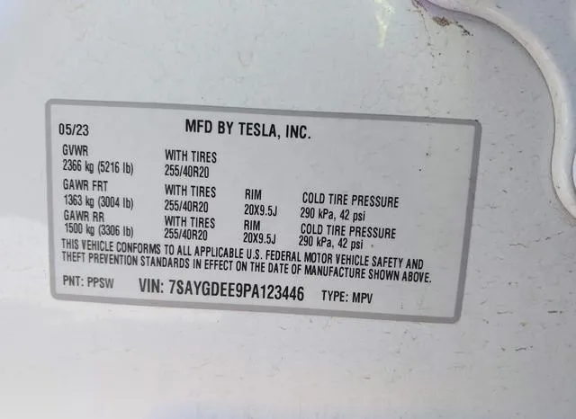 7SAYGDEE9PA123446 2023 2023 Tesla Model Y- Awd/Long Range Du 9