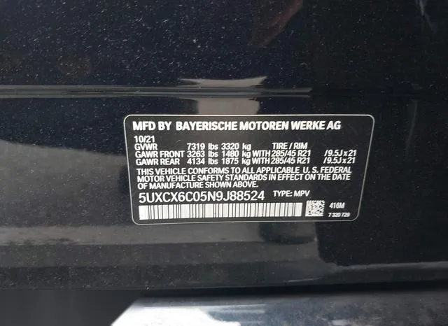 5UXCX6C05N9J88524 2022 2022 BMW X7- M50I 8