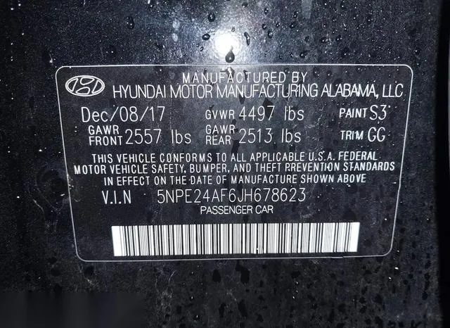 5NPE24AF6JH678623 2018 2018 Hyundai Sonata- SE 9