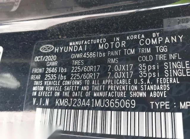 KM8J23A41MU365069 2021 2021 Hyundai Tucson- SE 9