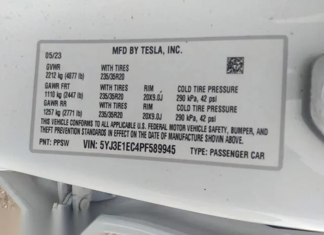 5YJ3E1EC4PF589945 2023 2023 Tesla Model 3- Performance Dual  9