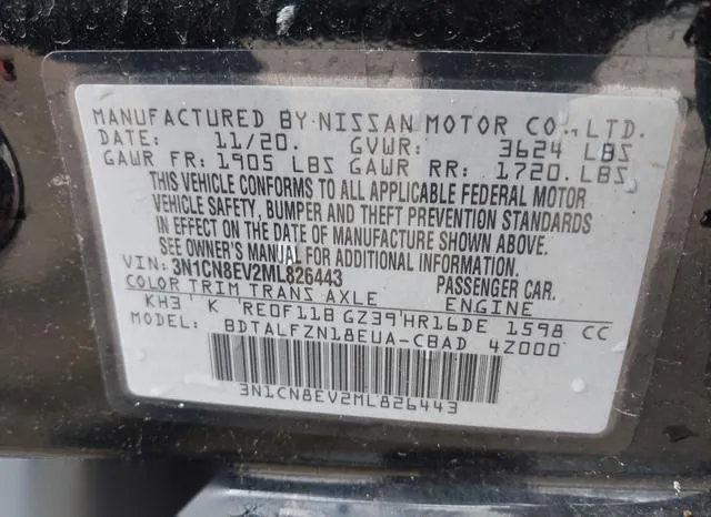 3N1CN8EV2ML826443 2021 2021 Nissan Versa- Sv Xtronic Cvt 9