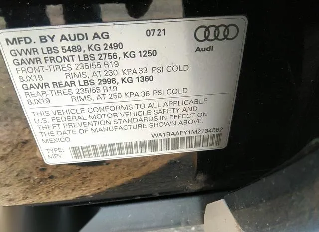 WA1BAAFY1M2134562 2021 2021 Audi Q5- Premium Plus 45 Tfsi Q 9