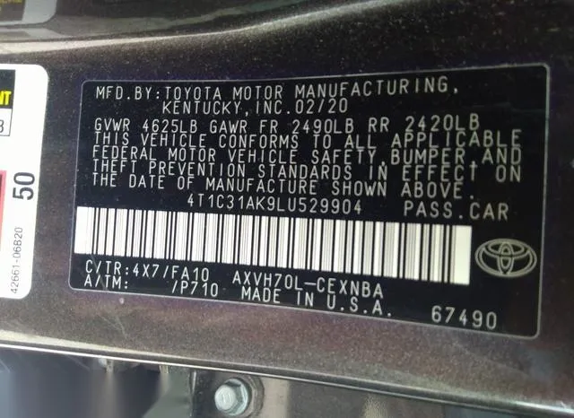 4T1C31AK9LU529904 2020 2020 Toyota Camry- Le Hybrid 9