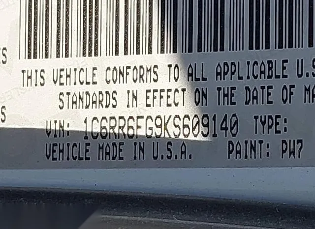 1C6RR6FG9KS609140 2019 2019 RAM 1500- Classic Tradesman Qua 9