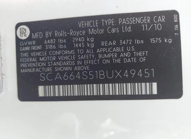 SCA664S51BUX49451 2011 2011 Rolls-Royce Ghost 9